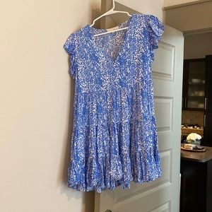 Blue and White Splatter Pattern Dress